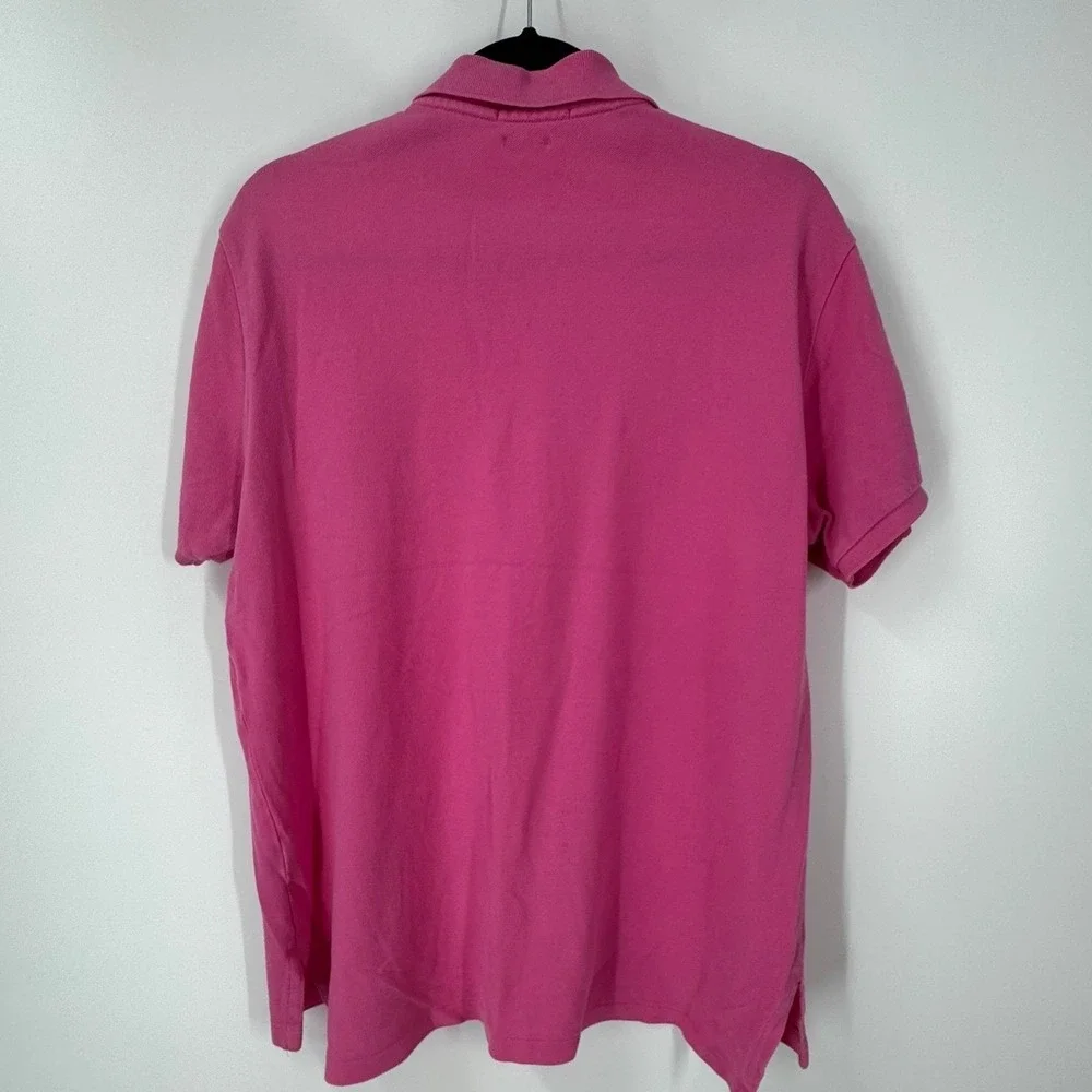 Polo Ralph Lauren Mens Custom Fit Pink‎ Short Sleeve Polo Shirt Green Pony Large